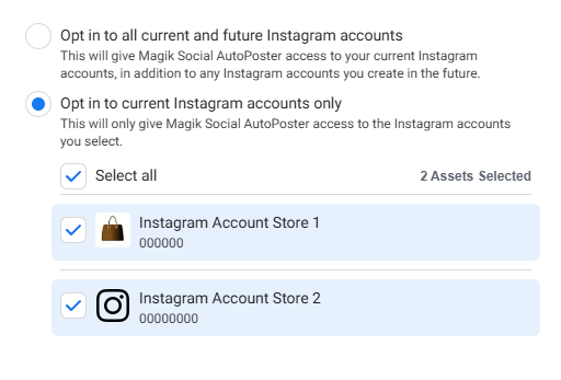Select instagram accounts